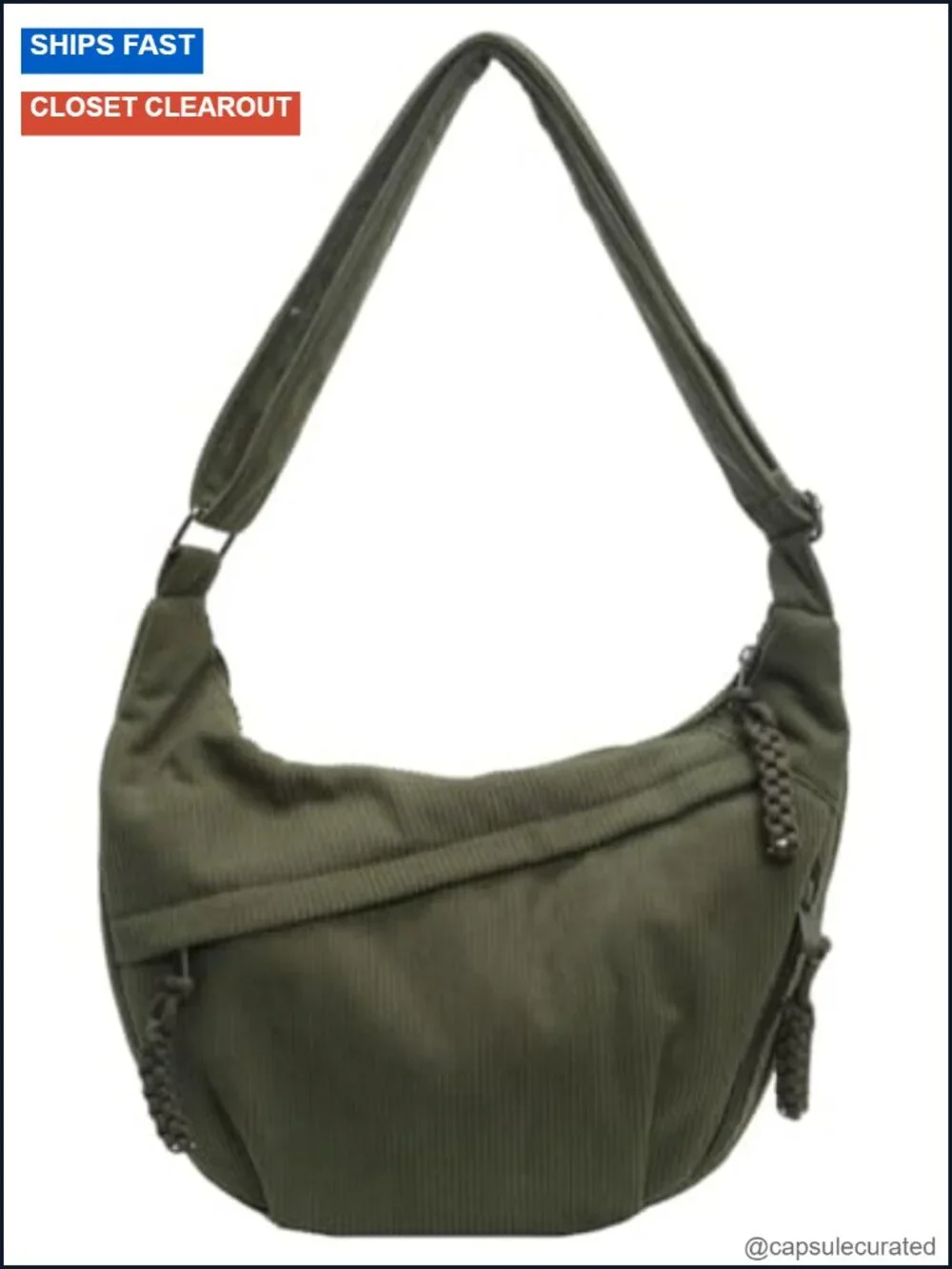 Corduroy Nylon Crossbody Hobo Shoulder Bag Retro Unisex Zipper